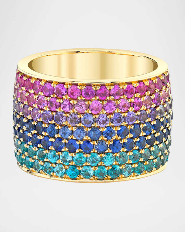 California Ombre Sapphire and Topaz Ring in 18K Yellow Gold